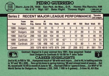 1991 Donruss #558 Pedro Guerrero Back