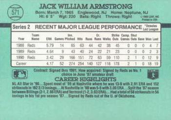 1991 Donruss #571 Jack Armstrong Back