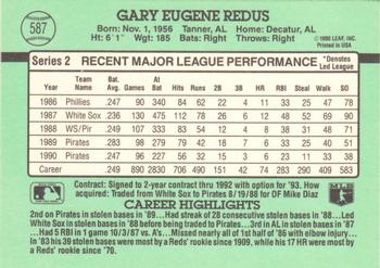 1991 Donruss #587 Gary Redus Back