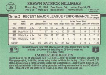 1991 Donruss #589 Shawn Hillegas Back