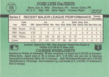 1991 Donruss #596 Jose DeJesus Back