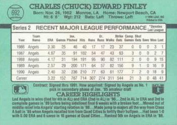1991 Donruss #692 Chuck Finley Back