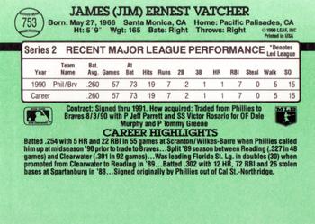 1991 Donruss #753 Jim Vatcher Back