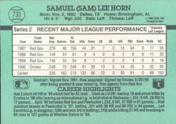1991 Donruss #733 Sam Horn Back