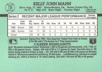 1991 Donruss #736 Kelly Mann Back