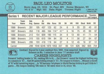1991 Donruss #85 Paul Molitor Back