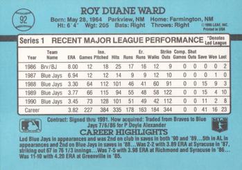 1991 Donruss #92 Duane Ward Back