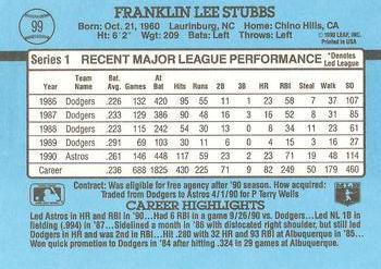 1991 Donruss #99 Franklin Stubbs Back