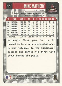 2001 Upper Deck Victory #321 Mike Matheny Back