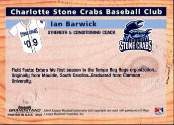 2009 Grandstand Charlotte Stone Crabs #NNO Ian Barwick Back