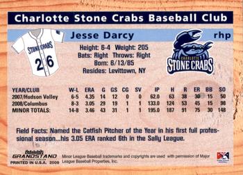 2009 Grandstand Charlotte Stone Crabs #NNO Jesse Darcy Back