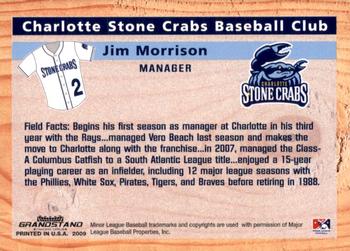 2009 Grandstand Charlotte Stone Crabs #NNO Jim Morrison Back