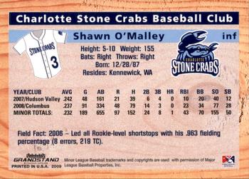 2009 Grandstand Charlotte Stone Crabs #NNO Shawn O'Malley Back