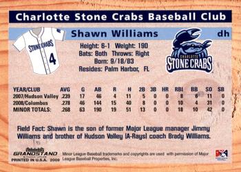 2009 Grandstand Charlotte Stone Crabs #NNO Shawn Williams Back