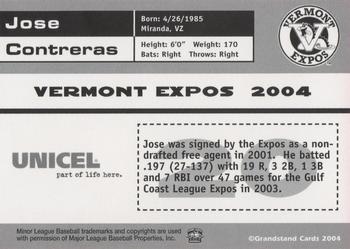 2004 Grandstand Vermont Expos #NNO Jose Contreras Back