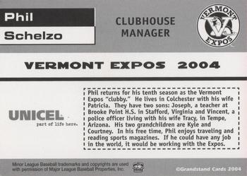 2004 Grandstand Vermont Expos #NNO Phil Schelzo Back