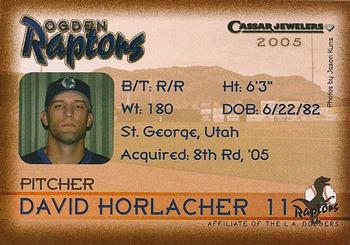 2005 Ogden Raptors #NNO David Horlacher Back