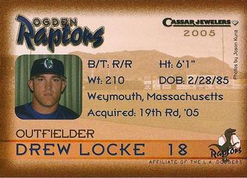 2005 Ogden Raptors #NNO Drew Locke Back