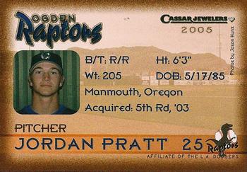 2005 Ogden Raptors #NNO Jordan Pratt Back