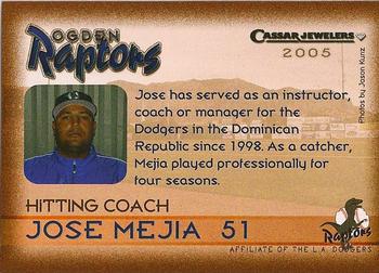 2005 Ogden Raptors #NNO Jose Mejia Back