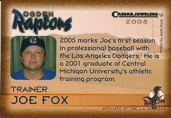 2005 Ogden Raptors #NNO Joe Fox Back