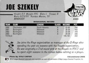 2005 Grandstand Southwest Michigan Devil Rays #NNO1 Joe Szekely Back
