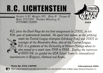 2005 Grandstand Southwest Michigan Devil Rays #NNO2 R.C. Lichtenstein Back