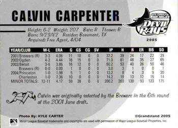 2005 Grandstand Southwest Michigan Devil Rays #NNO9 Calvin Carpenter Back