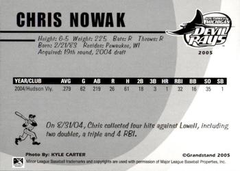 2005 Grandstand Southwest Michigan Devil Rays #NNO11 Chris Nowak Back