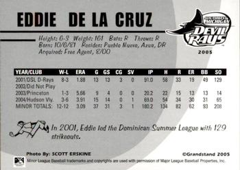 2005 Grandstand Southwest Michigan Devil Rays #NNO12 Eddie De La Cruz Back