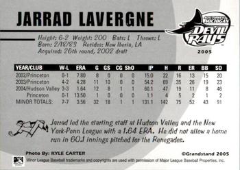 2005 Grandstand Southwest Michigan Devil Rays #NNO17 Jarrad Lavergne Back