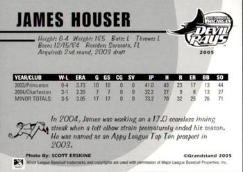 2005 Grandstand Southwest Michigan Devil Rays #NNO23 James Houser Back