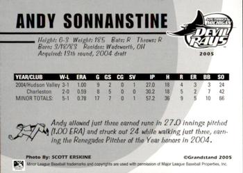 2005 Grandstand Southwest Michigan Devil Rays #NNO27 Andy Sonnanstine Back