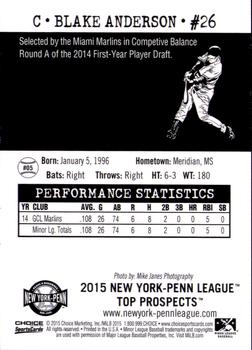 2015 Choice New York-Penn League Top Prospects #5 Blake Anderson Back