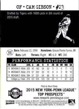 2015 Choice New York-Penn League Top Prospects #10 Cam Gibson Back