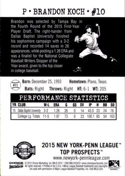 2015 Choice New York-Penn League Top Prospects #11 Brandon Koch Back