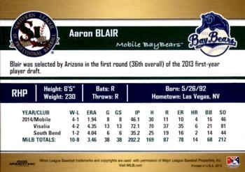 2015 Grandstand Southern League Top Prospects #NNO Aaron Blair Back