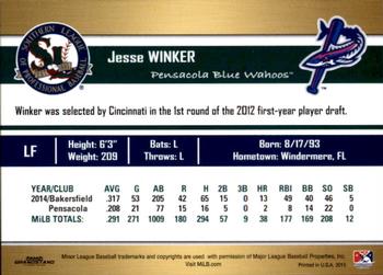 2015 Grandstand Southern League Top Prospects #NNO Jesse Winker Back