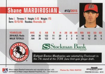 2015 Grandstand Billings Mustangs #NNO Shane Mardirosian Back