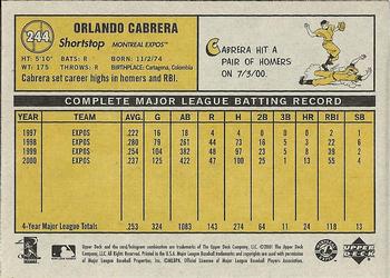 2001 Upper Deck Vintage #244 Orlando Cabrera Back