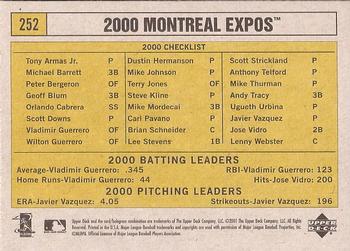 2001 Upper Deck Vintage #252 Montreal Expos Back