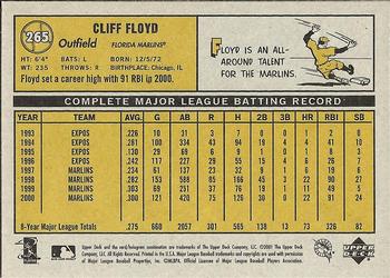 2001 Upper Deck Vintage #265 Cliff Floyd Back