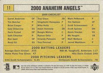 2001 Upper Deck Vintage #11 Anaheim Angels Back