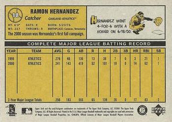 2001 Upper Deck Vintage #18 Ramon Hernandez Back