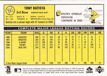 2001 Upper Deck Vintage #29 Tony Batista Back