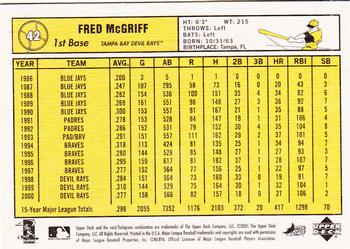 2001 Upper Deck Vintage #42 Fred McGriff Back