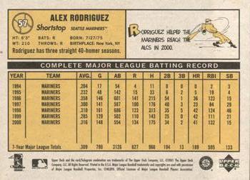 2001 Upper Deck Vintage #57 Alex Rodriguez Back