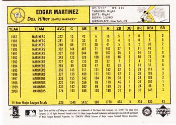2001 Upper Deck Vintage #61 Edgar Martinez Back