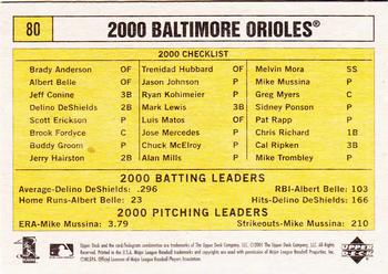 2001 Upper Deck Vintage #80 Baltimore Orioles Back