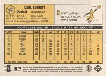 2001 Upper Deck Vintage #99 Carl Everett Back